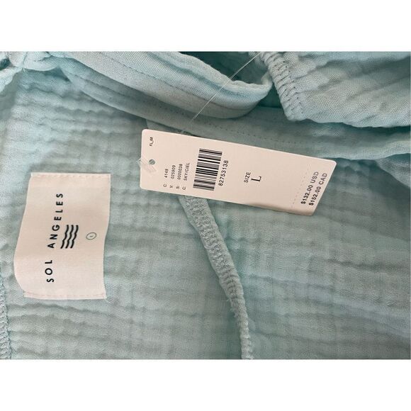 Anthropologie Light Blue Dress Cotton One Shoulder Tiered Ruffle Size Large - Picture 7 of 10